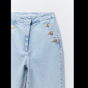 Zara High Waisted Jeans w/ Gold Buttons